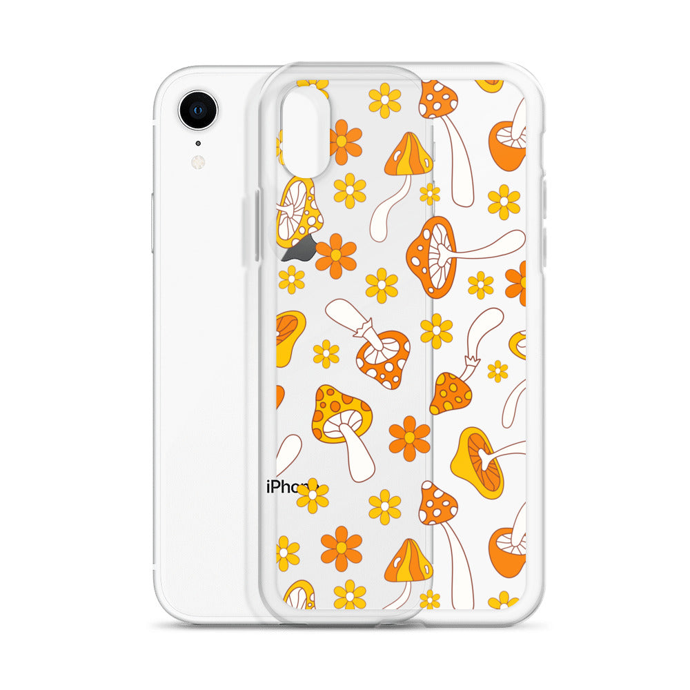 Retro Mushrooms Clear iPhone Case