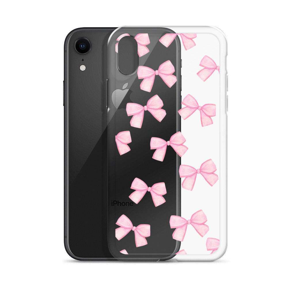 Pink Bows Clear iPhone Case