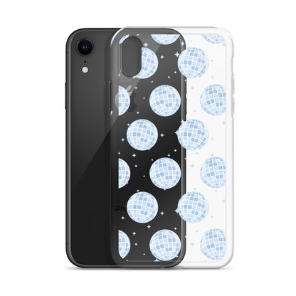 Blue Disco Balls Clear iPhone Case