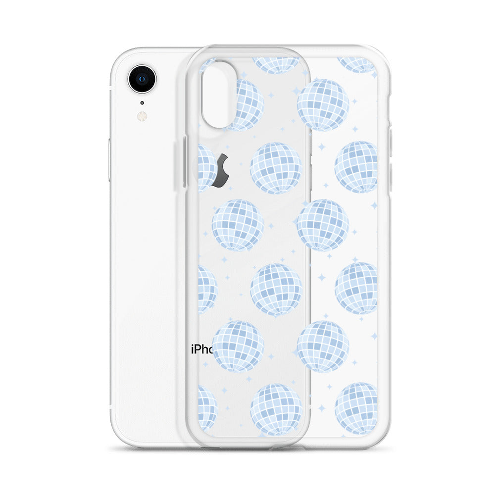 Blue Disco Balls Clear iPhone Case