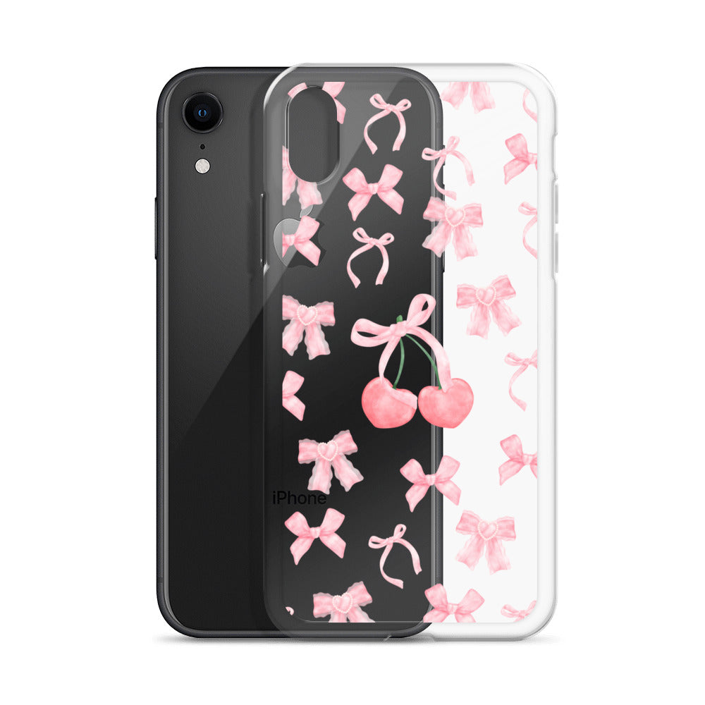 Cherry Bows Clear iPhone Case