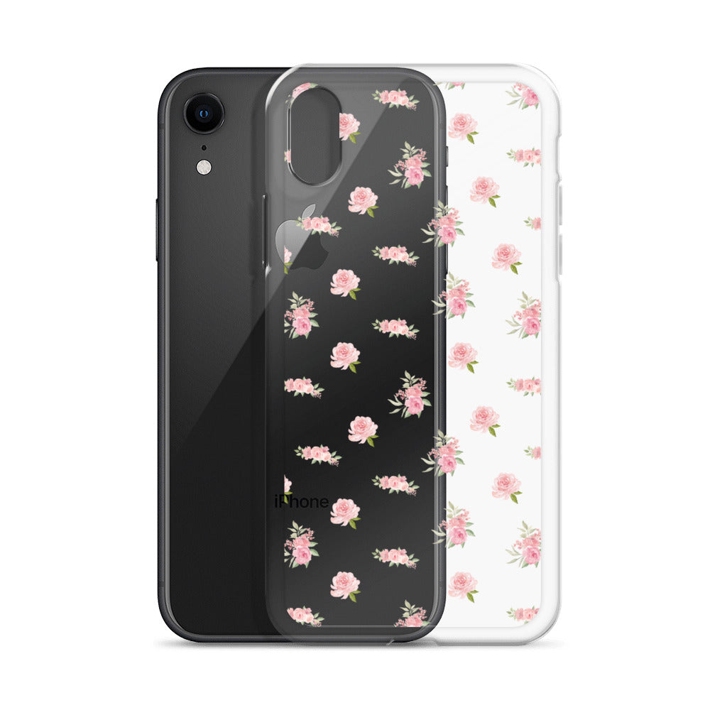 Pink Vintage Roses Clear iPhone Case