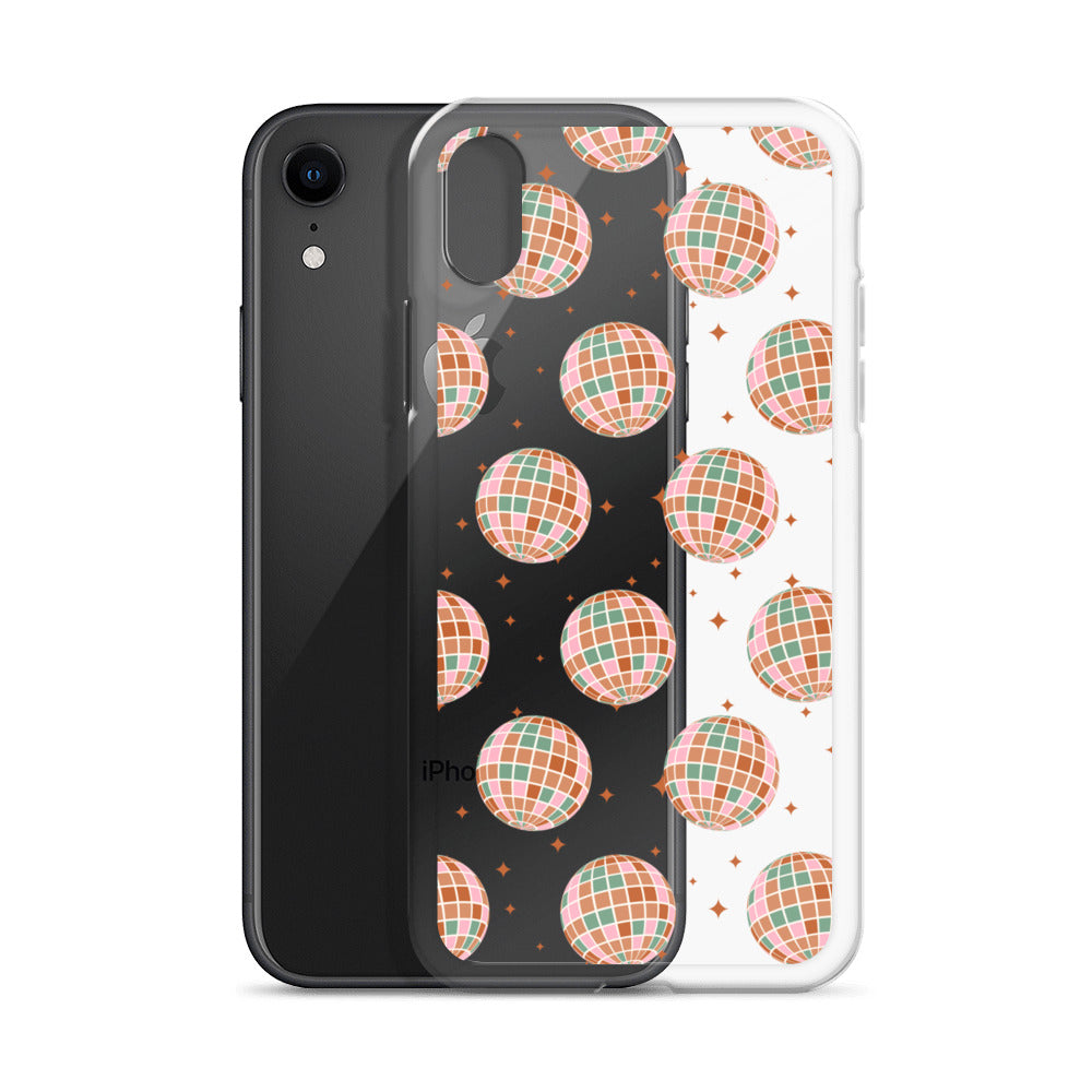 Brown Boho Disco Balls Clear iPhone Case