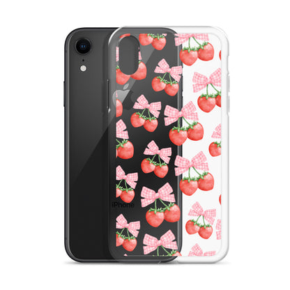 Strawberry Bows Clear iPhone Case