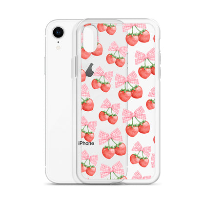 Strawberry Bows Clear iPhone Case