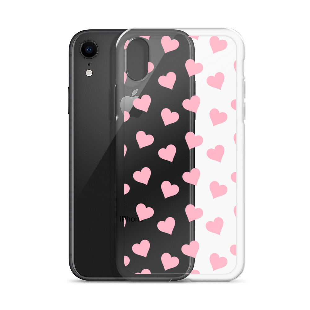 Pink Hearts Clear iPhone Case