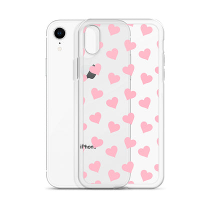 Pink Hearts Clear iPhone Case