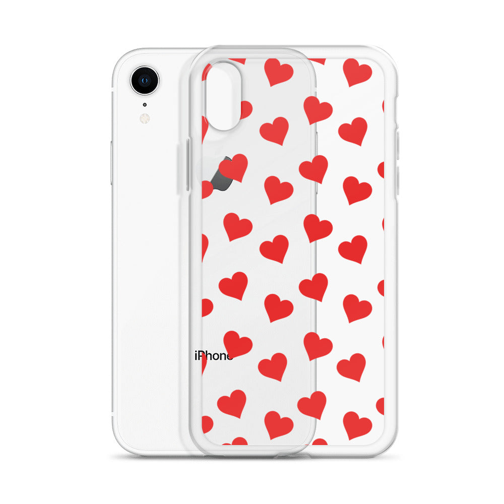 Red Hearts Clear iPhone Case