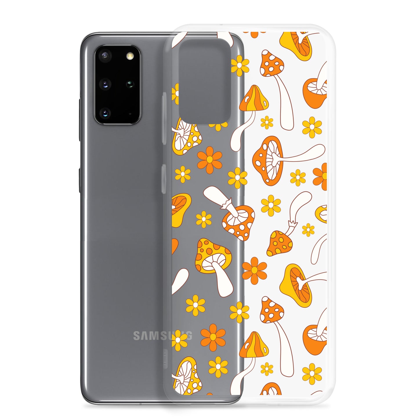 Retro Mushrooms Clear Samsung Case