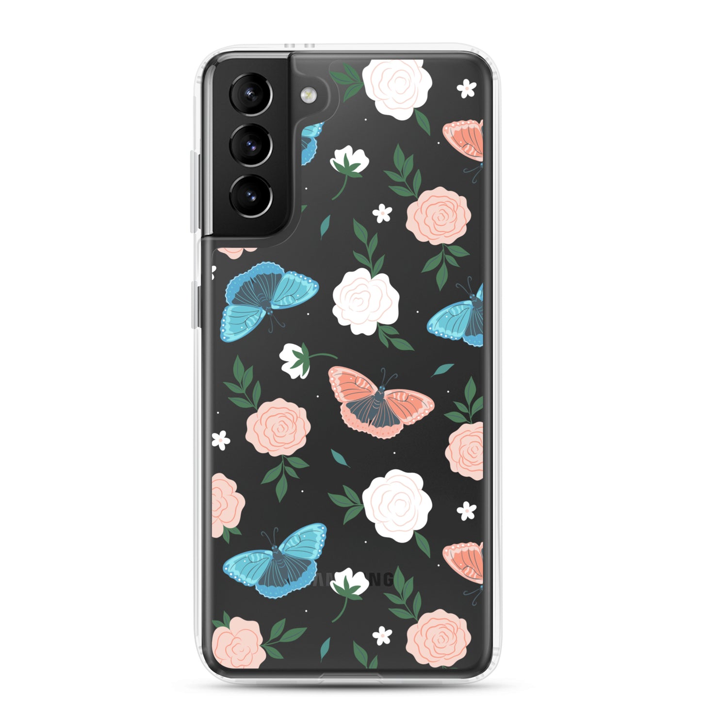 White Blossom Clear Samsung Case