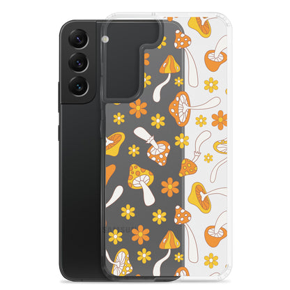 Retro Mushrooms Clear Samsung Case