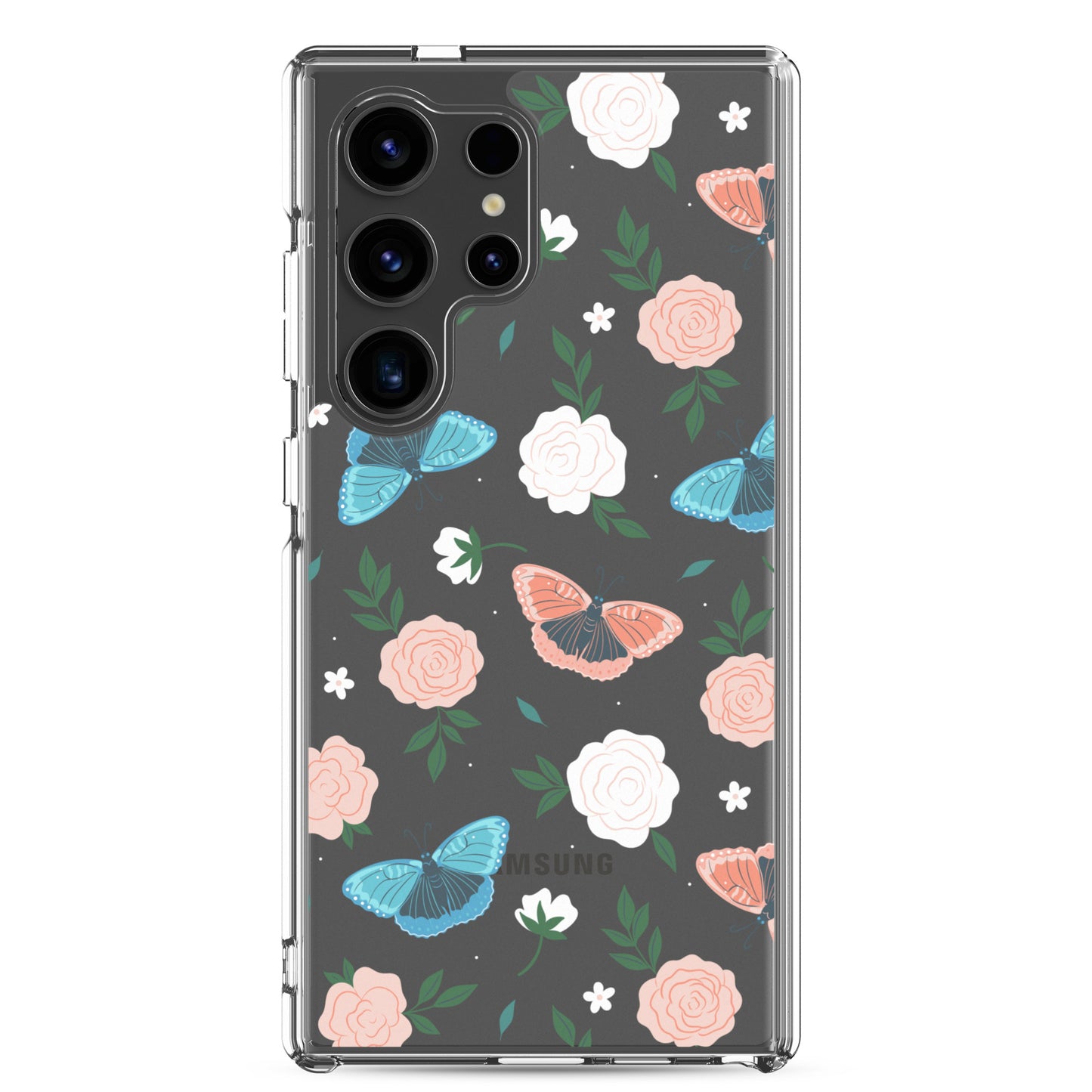 White Blossom Clear Samsung Case