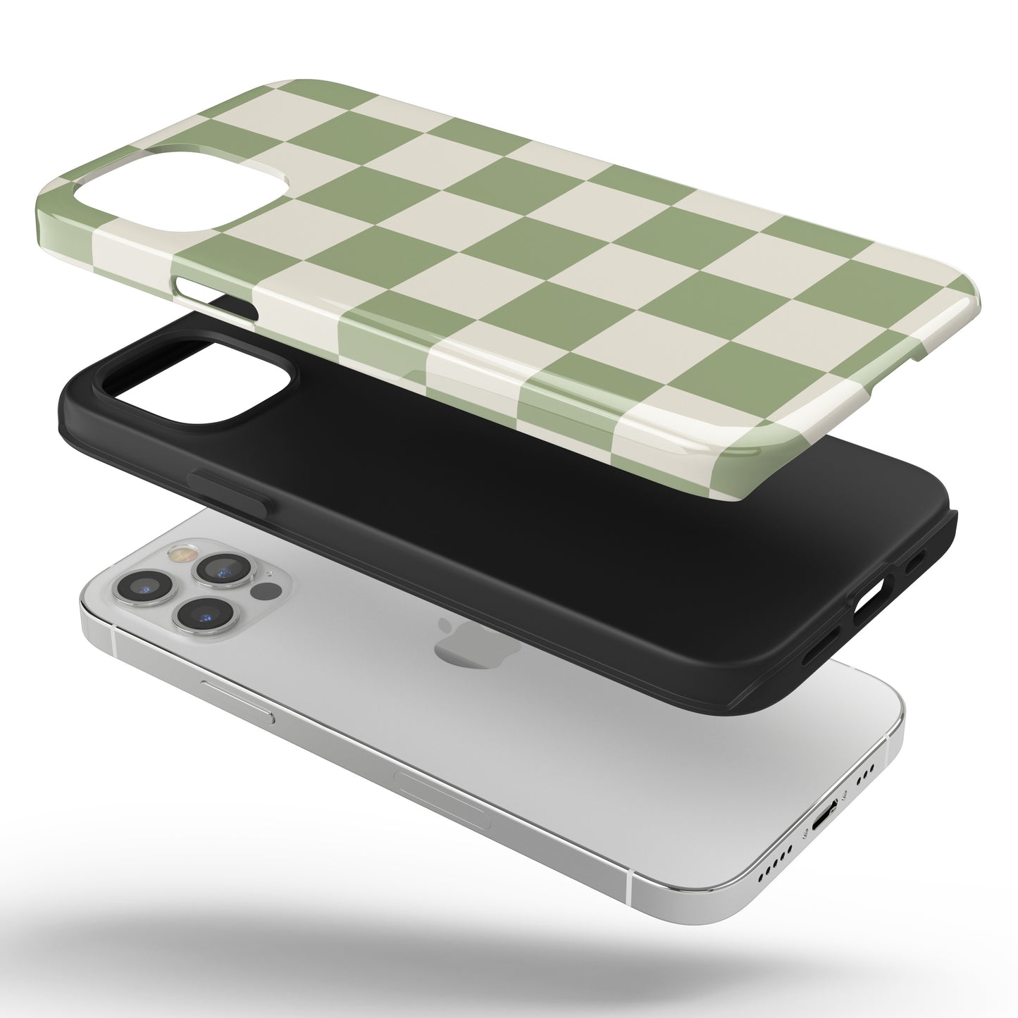 Green & Beige Checkered iPhone Case