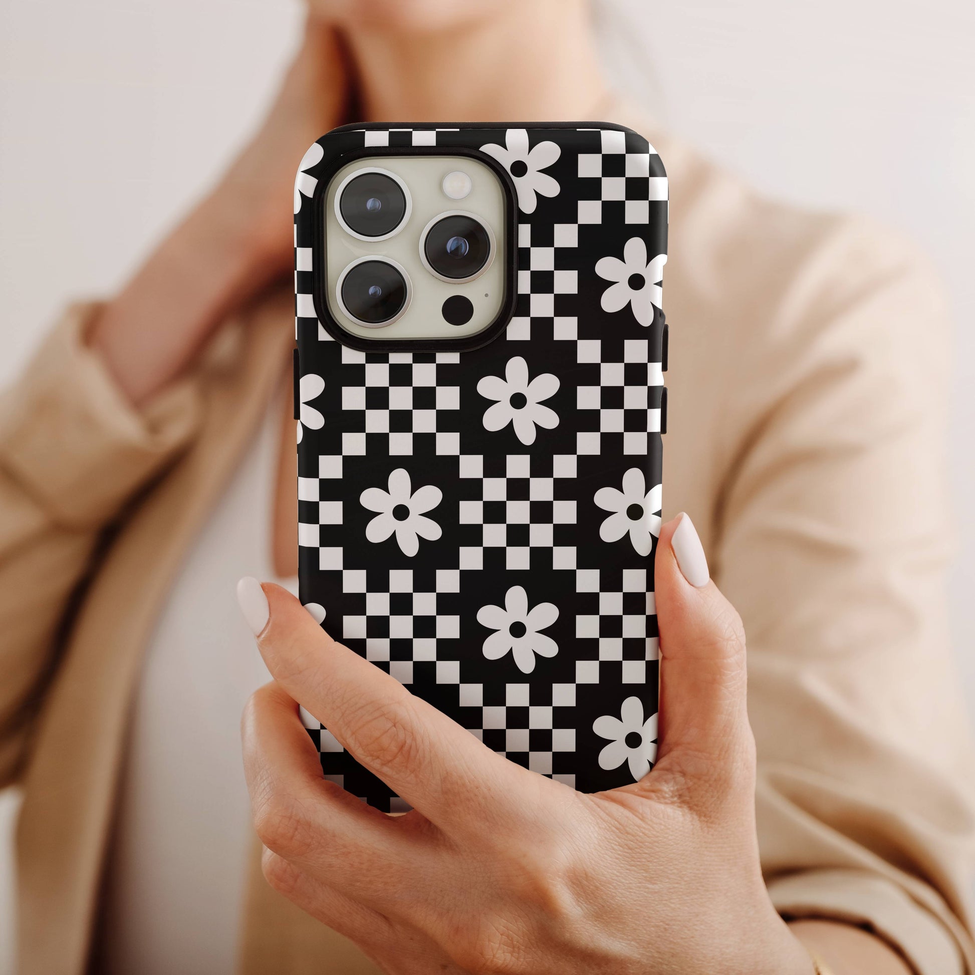 Checkerboard Daisy iPhone Case