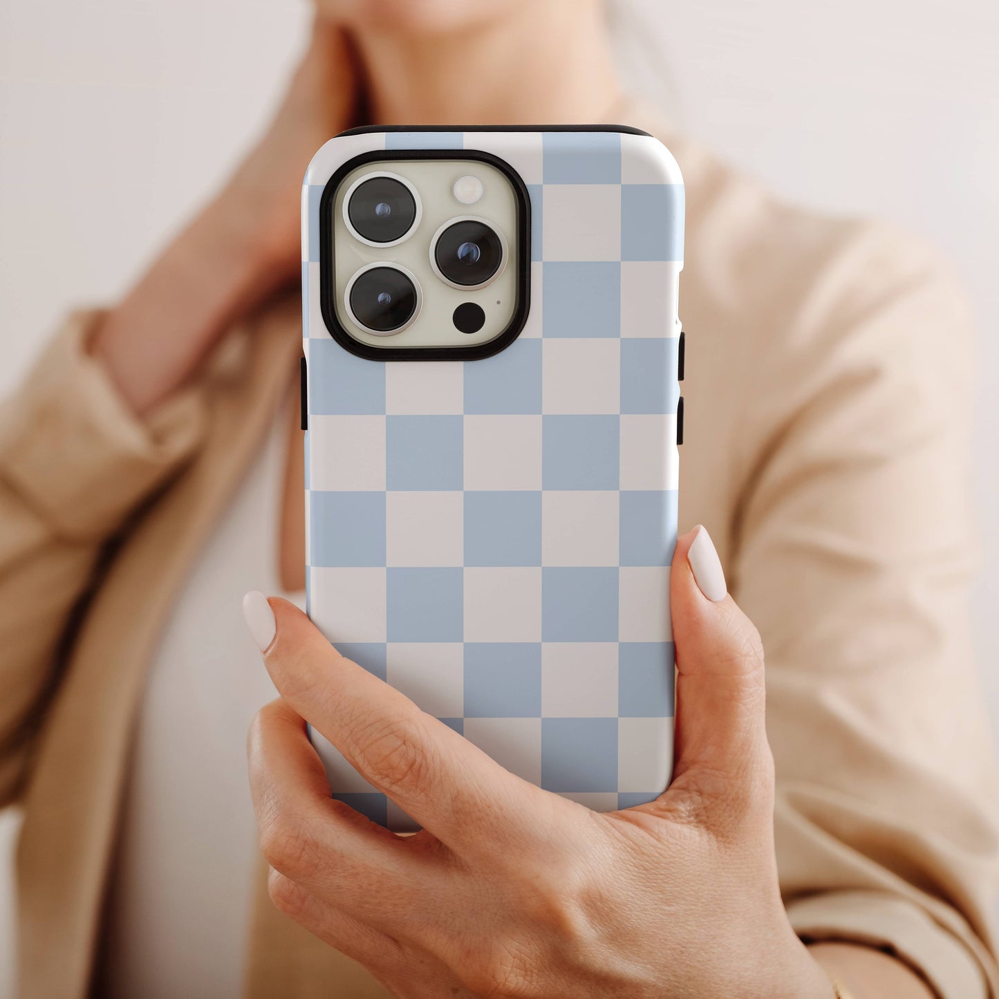 Pastel Blue Checkered iPhone Case