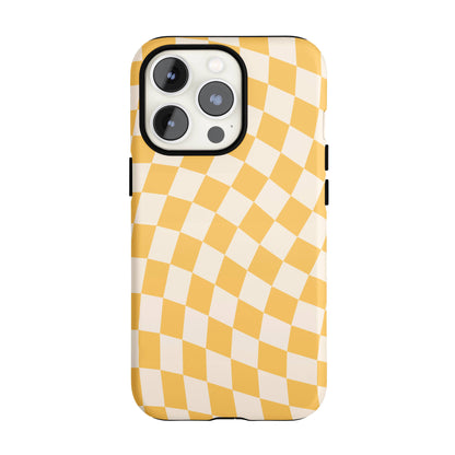 Yellow Wavy Checkered iPhone Case