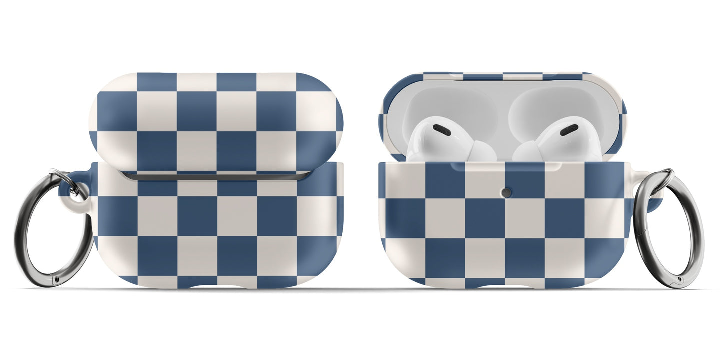 Navy & Beige Checkered AirPods Case