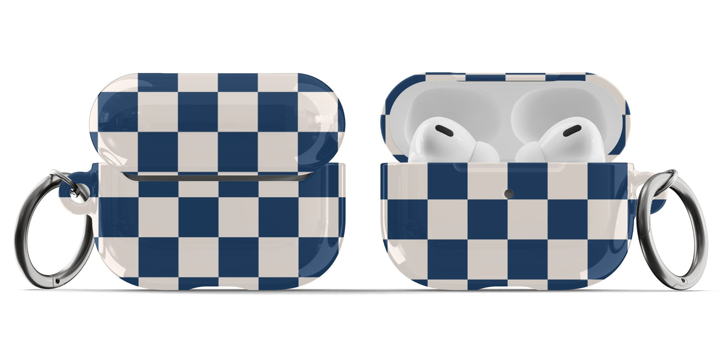 Navy & Beige Checkered AirPods Case