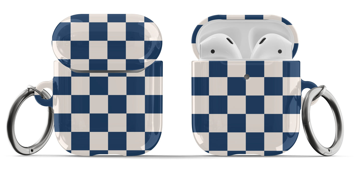 Navy & Beige Checkered AirPods Case