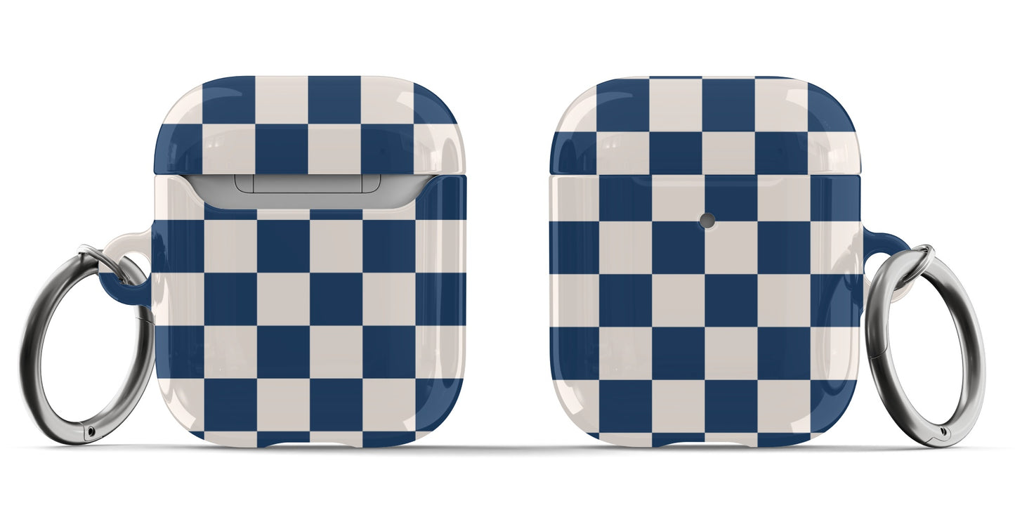 Navy & Beige Checkered AirPods Case