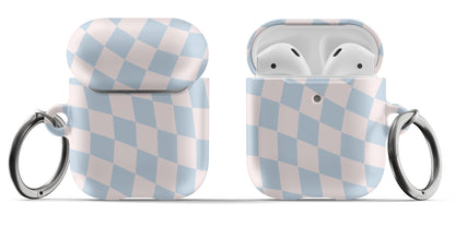 Pink & Blue Wavy Checkered AirPods Case