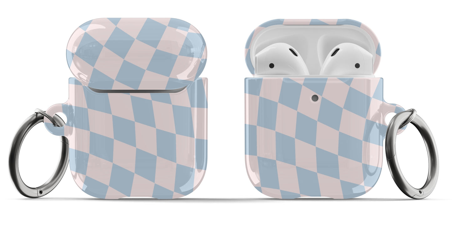 Pink & Blue Wavy Checkered AirPods Case