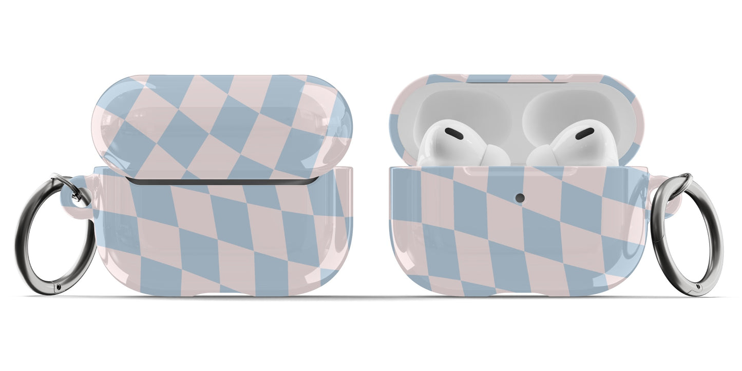 Pink & Blue Wavy Checkered AirPods Case