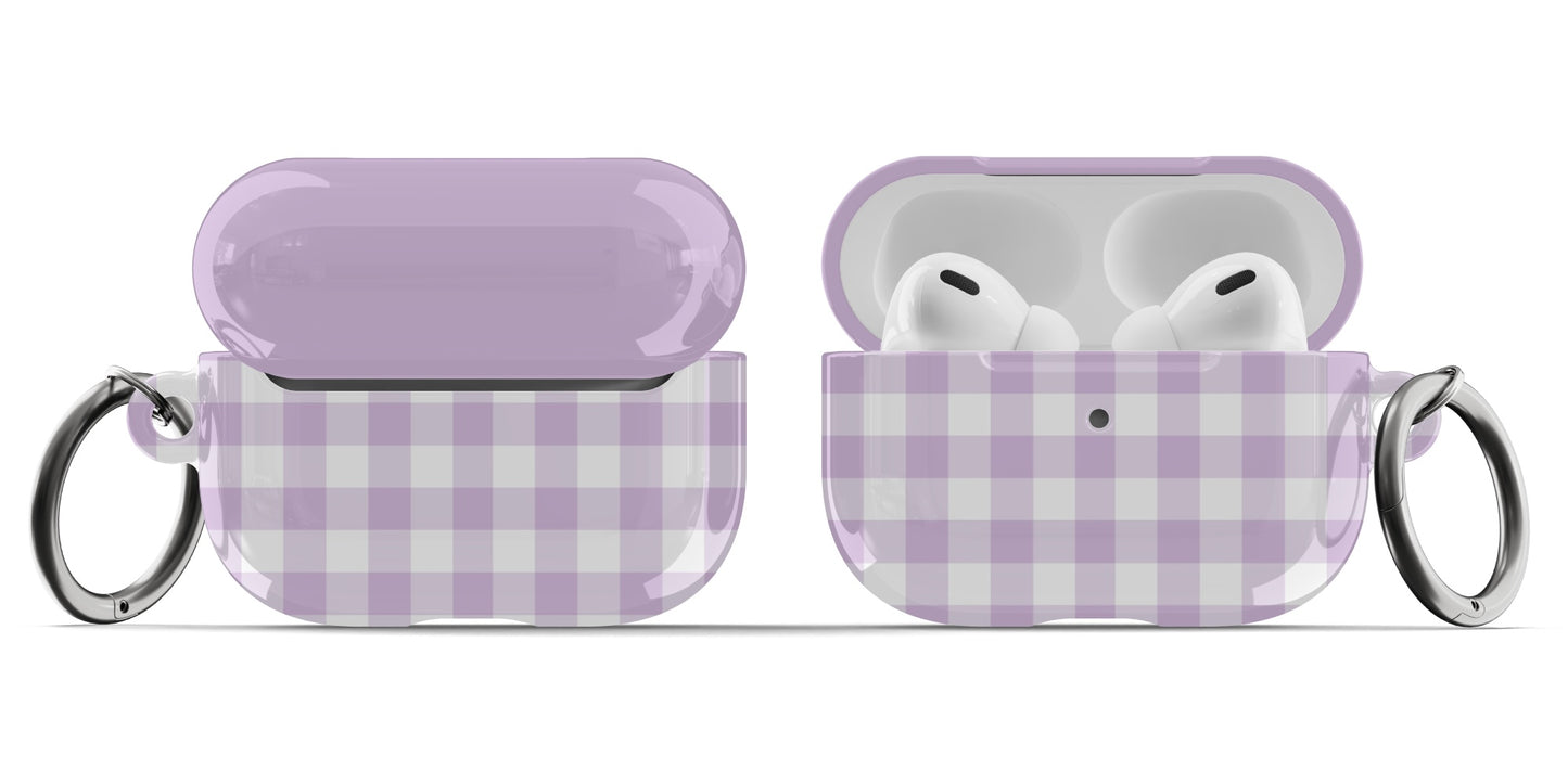 Purple Gingham AirPods Case