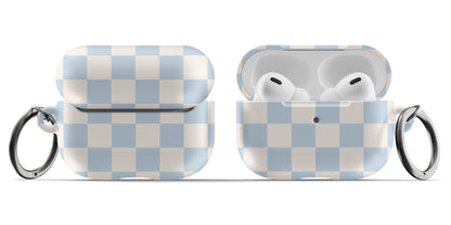 Light Blue & Beige Checkered AirPods Case