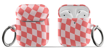 Red & Pink Wavy Checkered AirPods Case