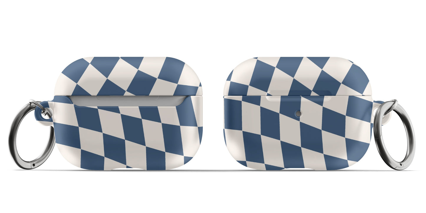 Navy & Beige Wavy Checkered AirPods Case