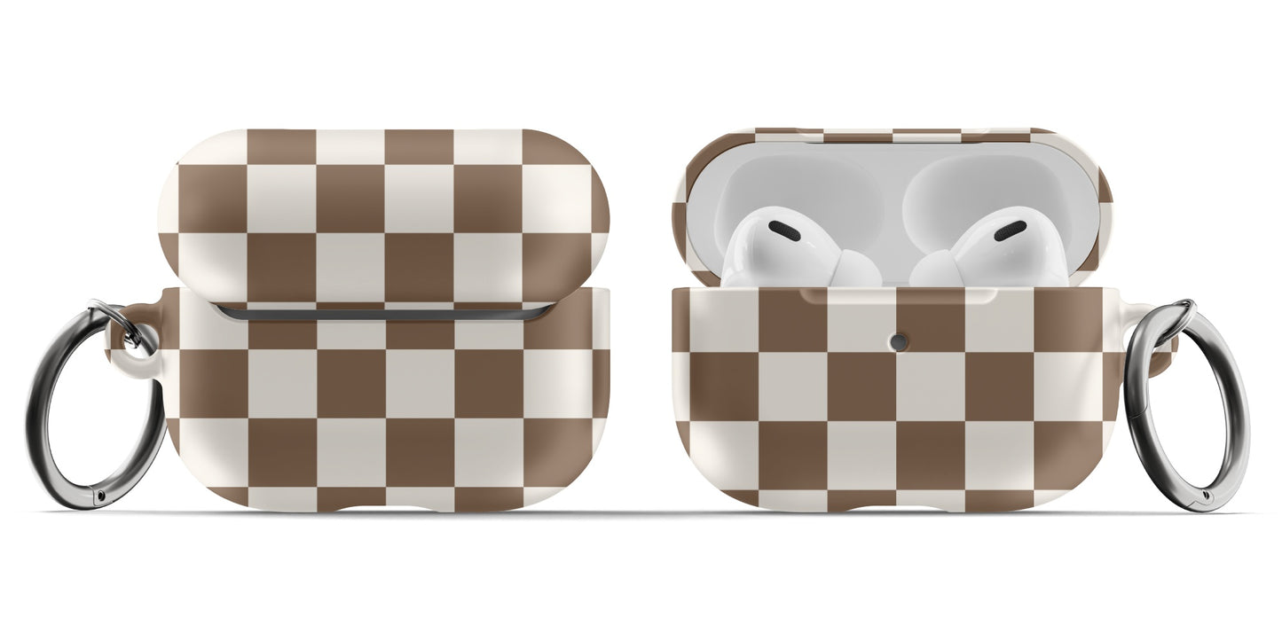 Brown Checkered AirPods Case