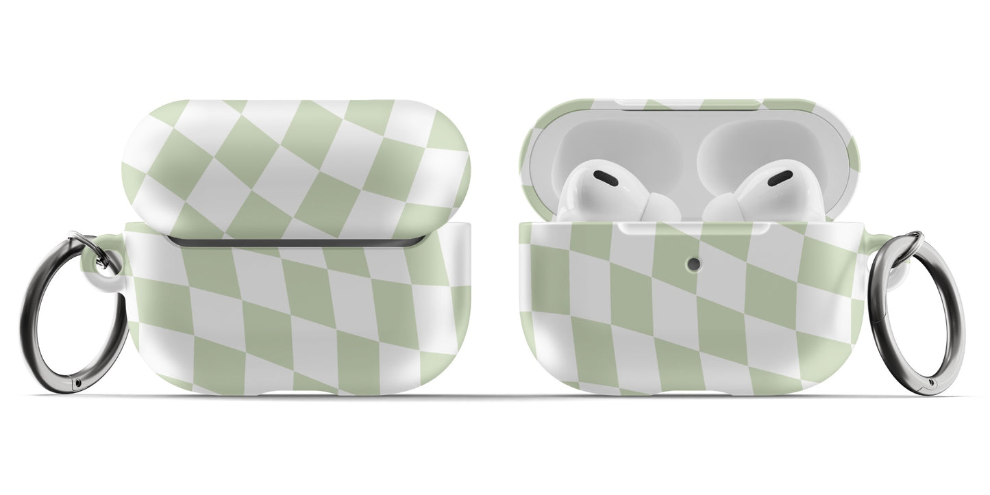 Green Wavy Checkered AirPods Case