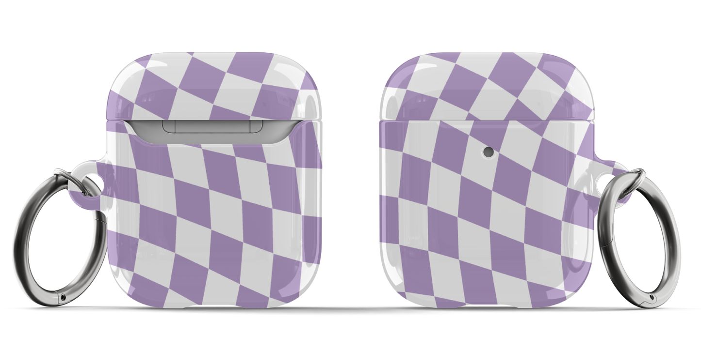 Dark Purple Wavy Checkered AirPods Case