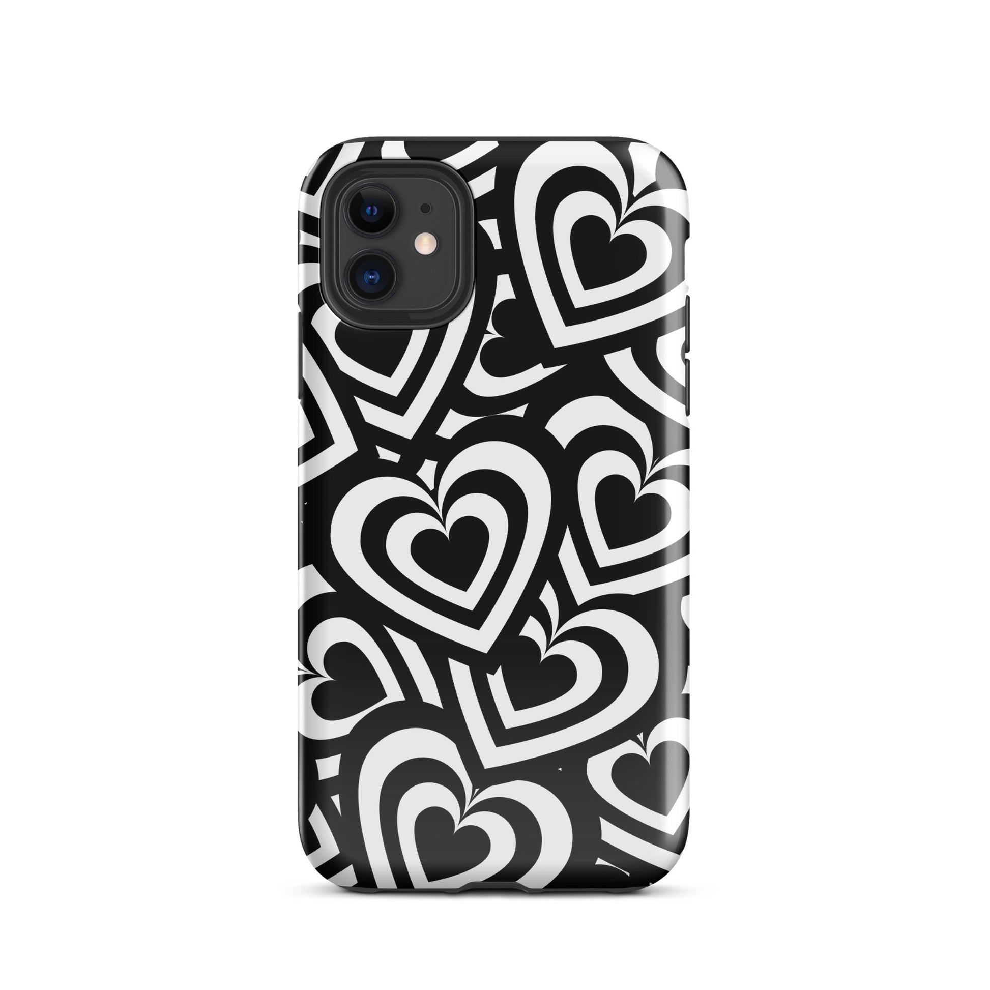 Black & White Hearts iPhone Case iPhone 11 Glossy