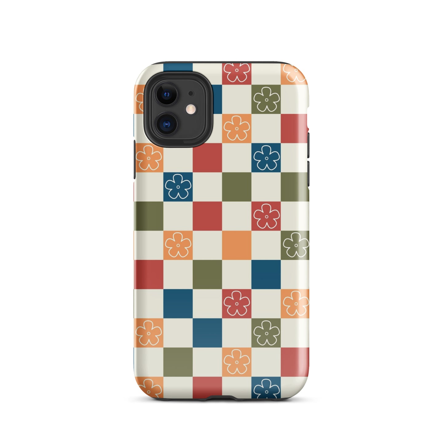 Vintage Flowers Checkered iPhone Case iPhone 11 Glossy