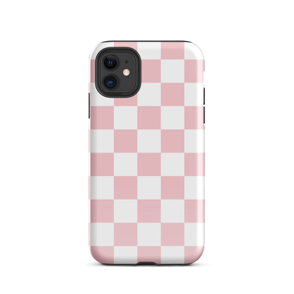 Pastel Pink Checkered iPhone Case iPhone 11 Glossy