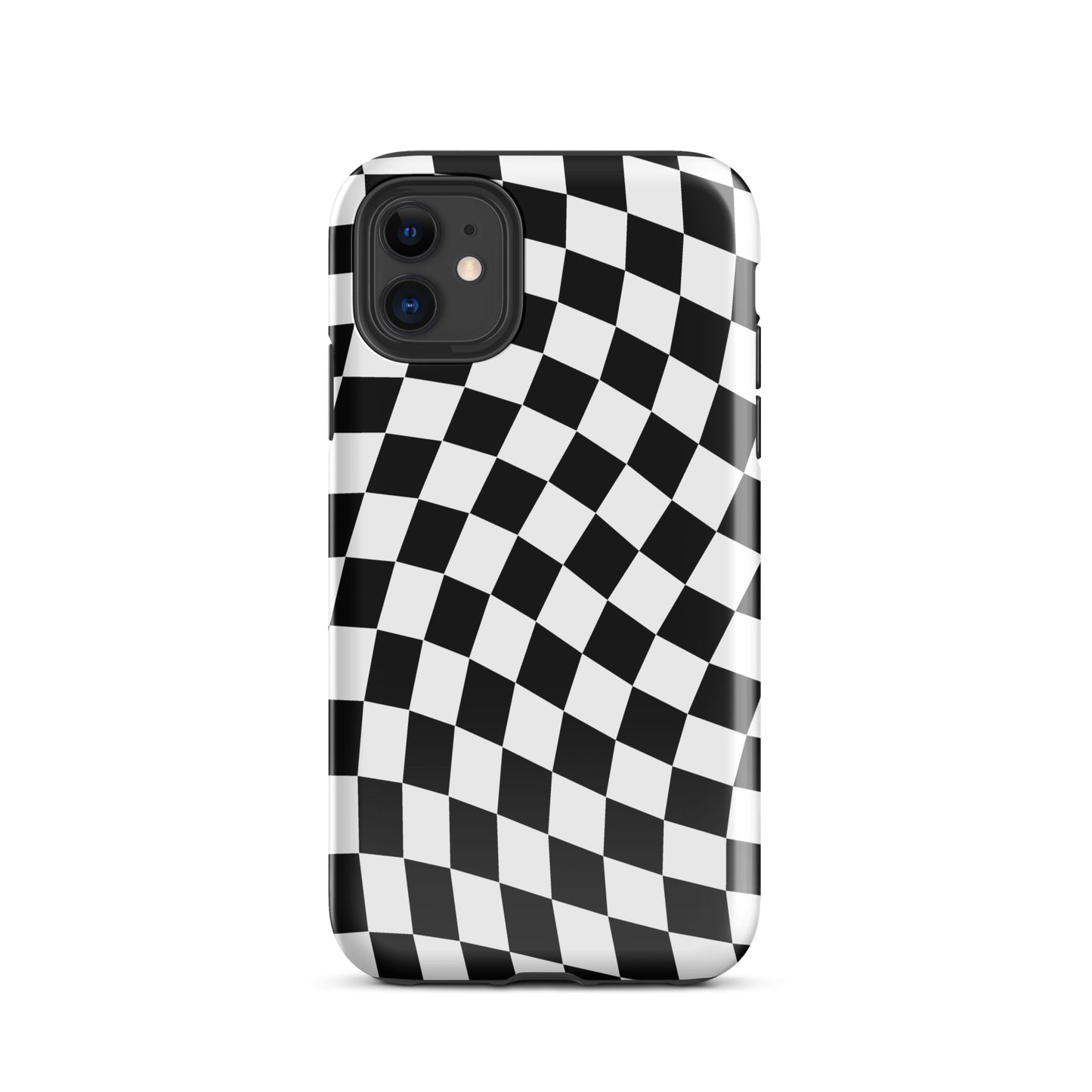 Black Wavy Checkered iPhone Case iPhone 11 Glossy