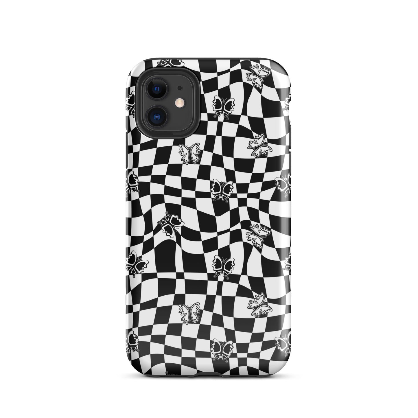 Butterfly Wavy Checkered iPhone Case iPhone 11 Glossy