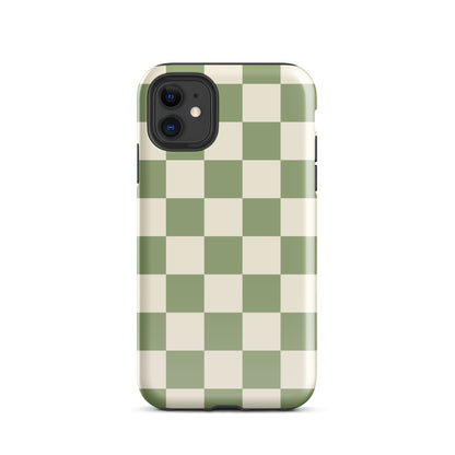 Green & Beige Checkered iPhone Case