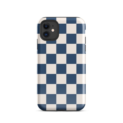 Navy & Beige Checkered iPhone Case