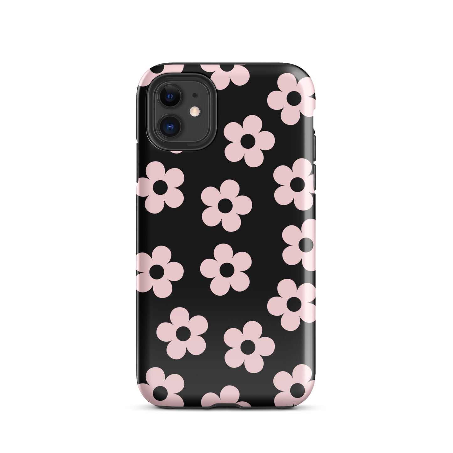 Black & Pink Retro Flowers iPhone Case