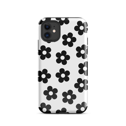 White Retro Flowers iPhone Case