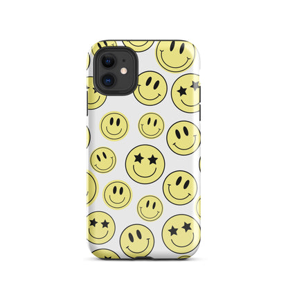 White Smiley Faces iPhone Case