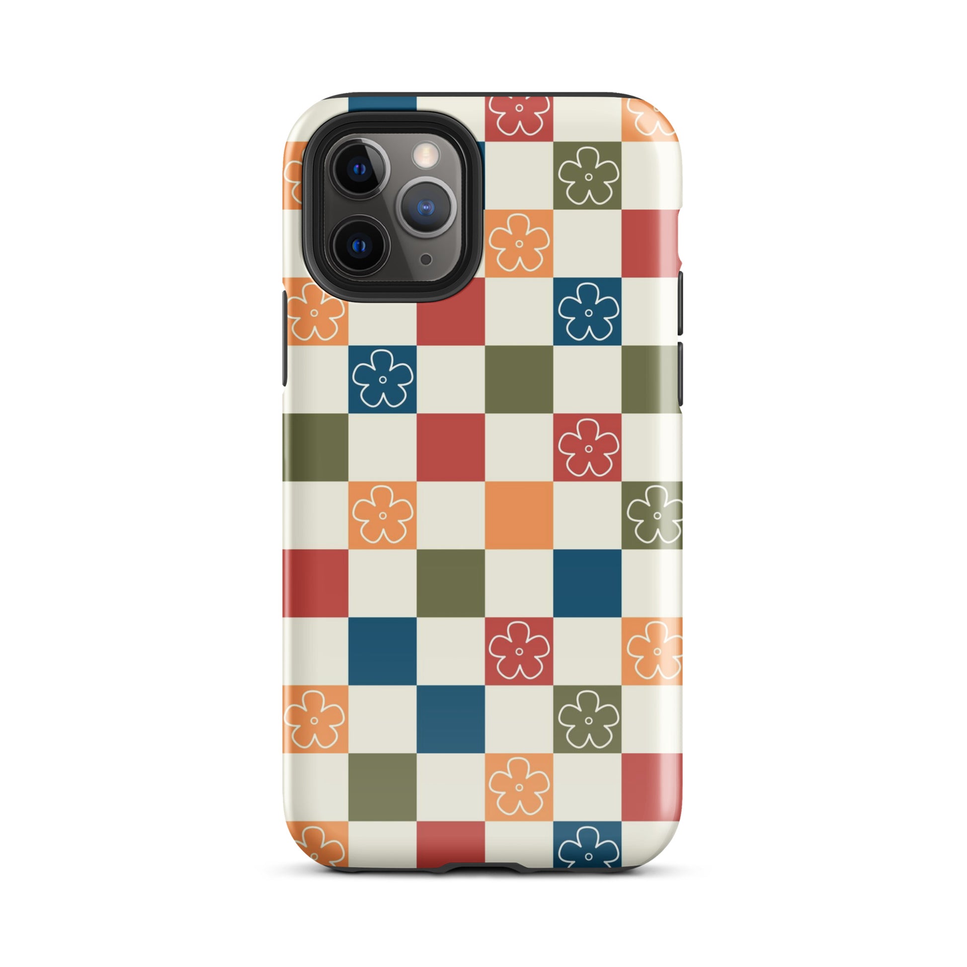 Vintage Flowers Checkered iPhone Case iPhone 11 Pro Glossy