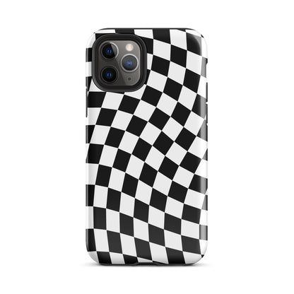 Black Wavy Checkered iPhone Case iPhone 11 Pro Glossy