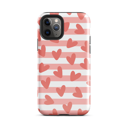 Striped Hearts iPhone Case