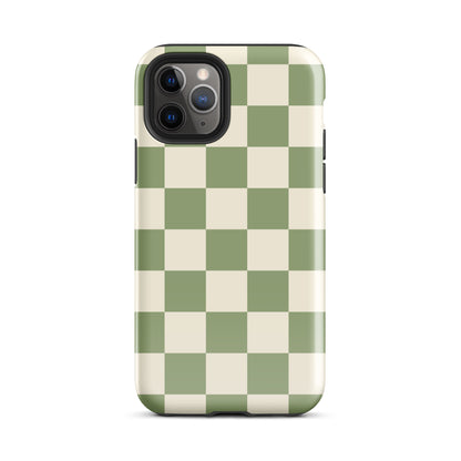 Green & Beige Checkered iPhone Case