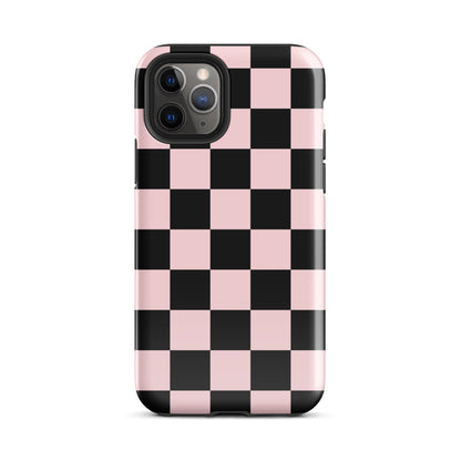 Pink & Black Checkered iPhone Case