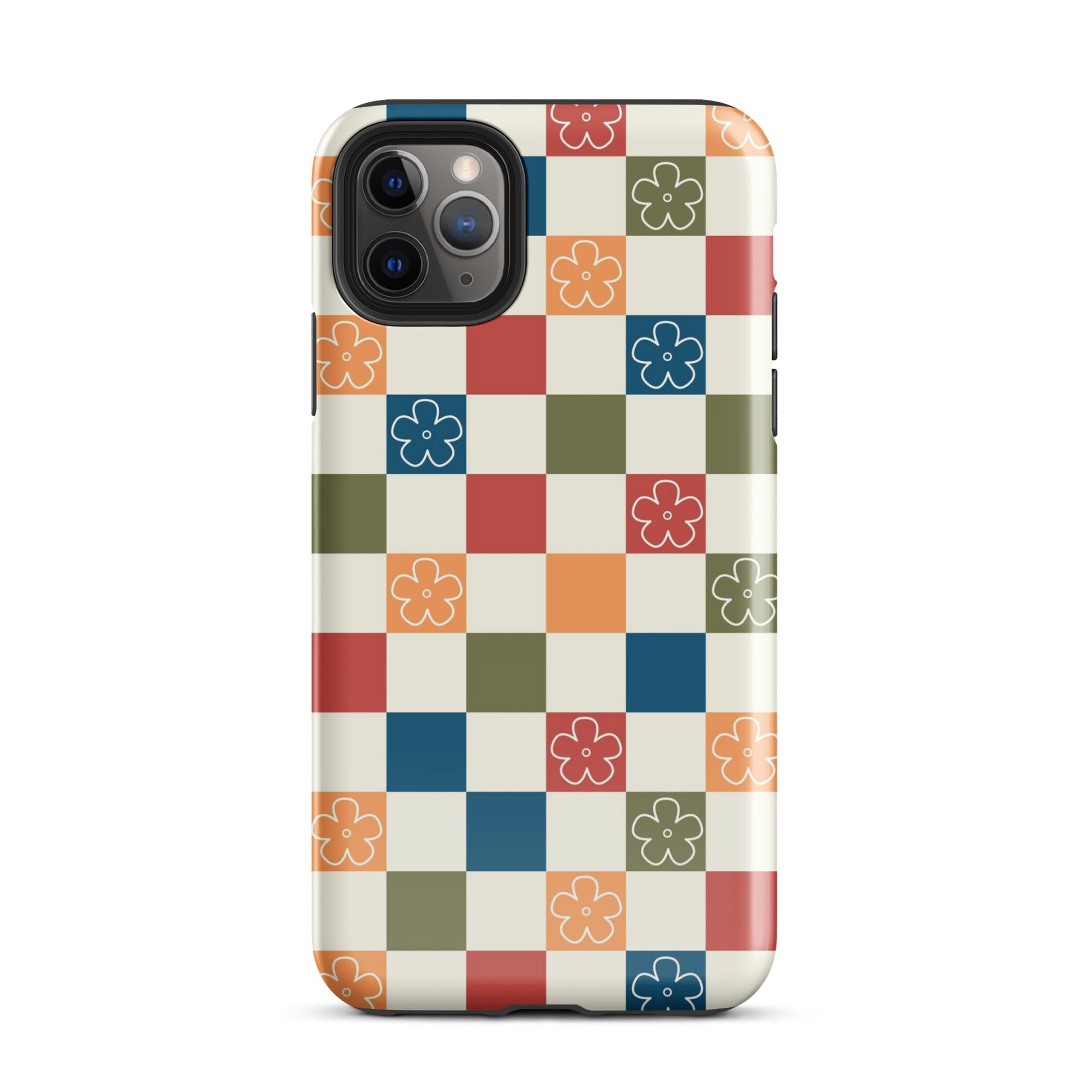 Vintage Flowers Checkered iPhone Case iPhone 11 Pro Max Glossy